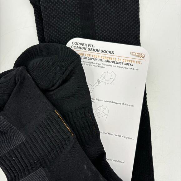 Copper Fit Energy Compression Socks Easy On Off Black Unisex L/XL - Picture 2 of 9